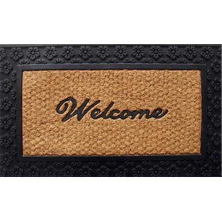 GEO CRAFTS Geo Crafts G318 22 x 36 in. Solid Rubber Bordered Welcome on Panama Doormat G318